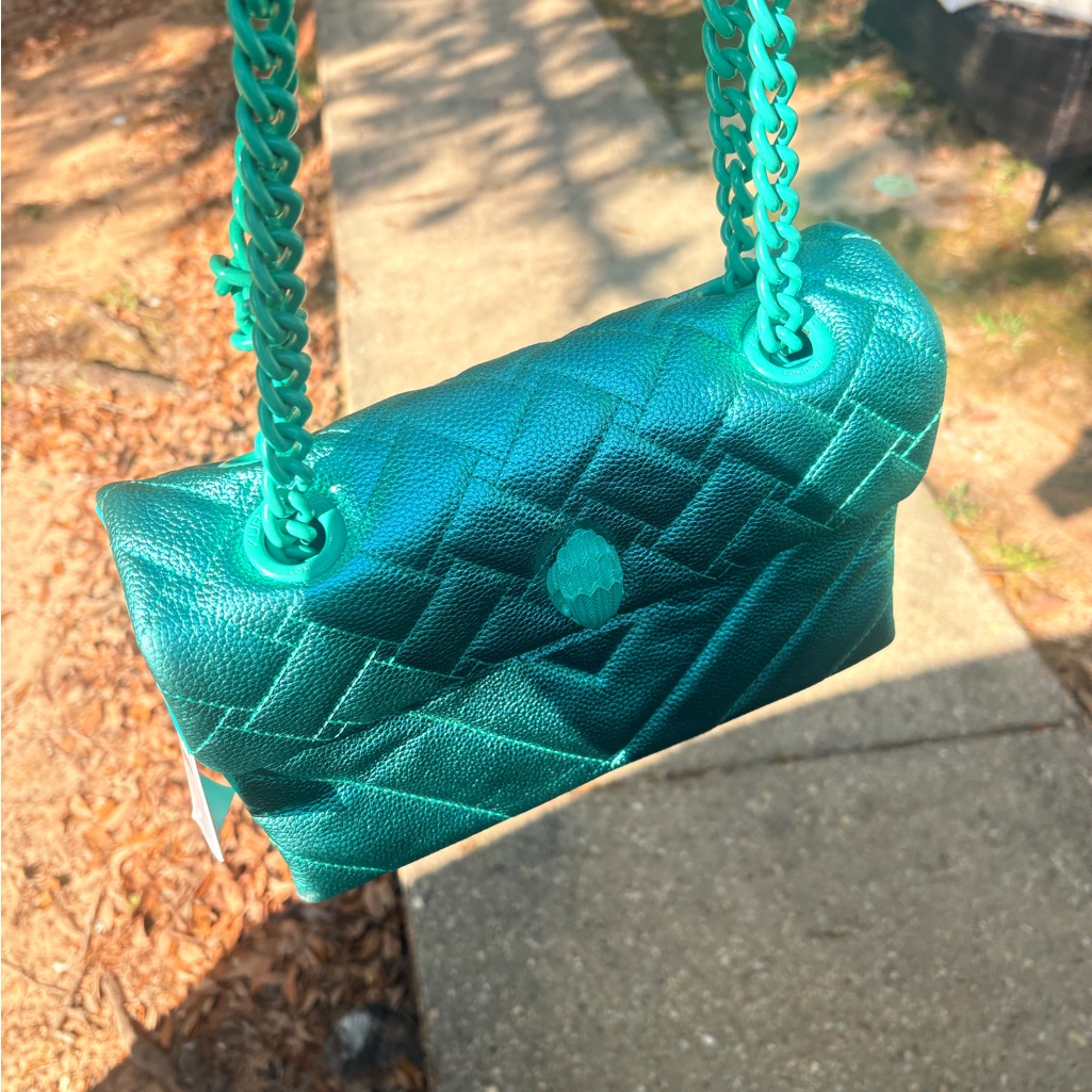 Quilted Teal Chain Shoulder Bag - Women